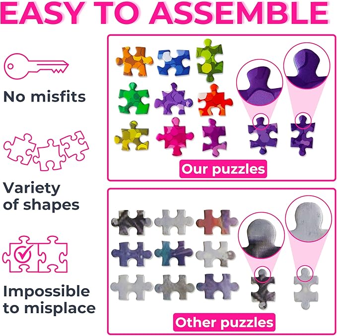 1000 Pieces Jigsaw Puzzle – Matte Finish, Soft Touch, Easy to Assemble, Tight Fit, Vivid Colors, Missing Pieces Service – Multicolor Butterfly Stained Glass Illustration – by ENJOY Puzzle