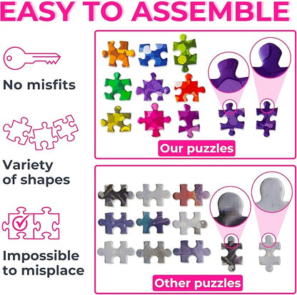 1000 Pieces Jigsaw Puzzle – Matte Finish, Soft Touch, Easy to Assemble, Tight Fit, Vivid Colors, Missing Pieces Service – Multicolor Butterfly Stained Glass Illustration – by ENJOY Puzzle