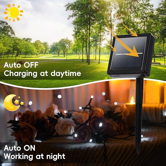 240 LED Solar String Lights for Outside, 2 Pack 55FT Outdoor Solar String Lights, Waterproof Solar Powered String Lights Outdoor with 8 Modes for Garden, Balcony, Wedding, Party (Cool White)