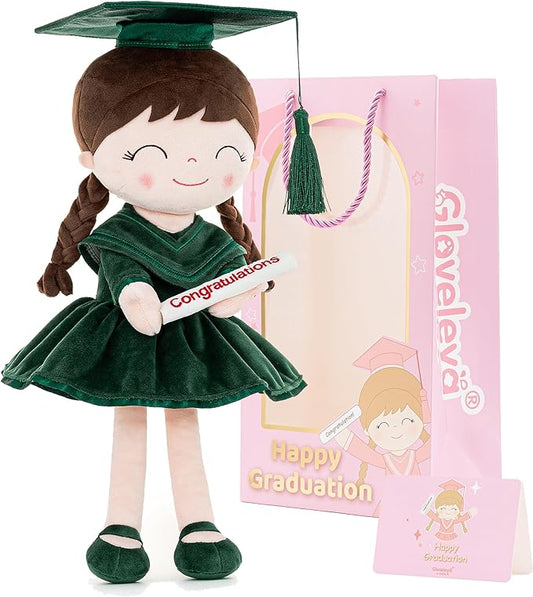 Gloveleya Baby Girl Gifts Graduation Plush Girls Dolls Congratulation Gift for Kindergarten Dark Green 16 inch