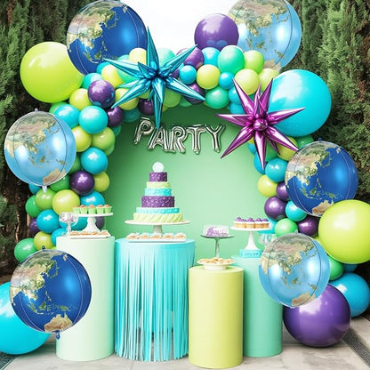 6 Pcs Globe Earth Balloons, 22 Inch Big World Map Foil Balloons, Planet Large Round Sphere Balloon for Travel Adventure Earth Day Birthday Party Decorations