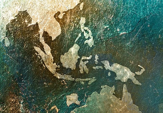 artgeist Textured Canvas Wall Art World Map 24x16 in - 1pcs Painting Canvas Prints Picture Artwork Image Framed Contemporary Modern Photo Wall Home Blue Brown Abstract k-A-0509-b-a