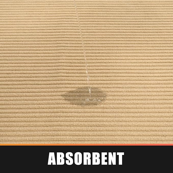 fani Heavy Duty Large Outdoor Indoor Entrance Black Doormat Waterproof Low Profile Entrance Rug Front Door Mat Patio Anti-Skid Rubber Back, 48x72 inch (Beige)