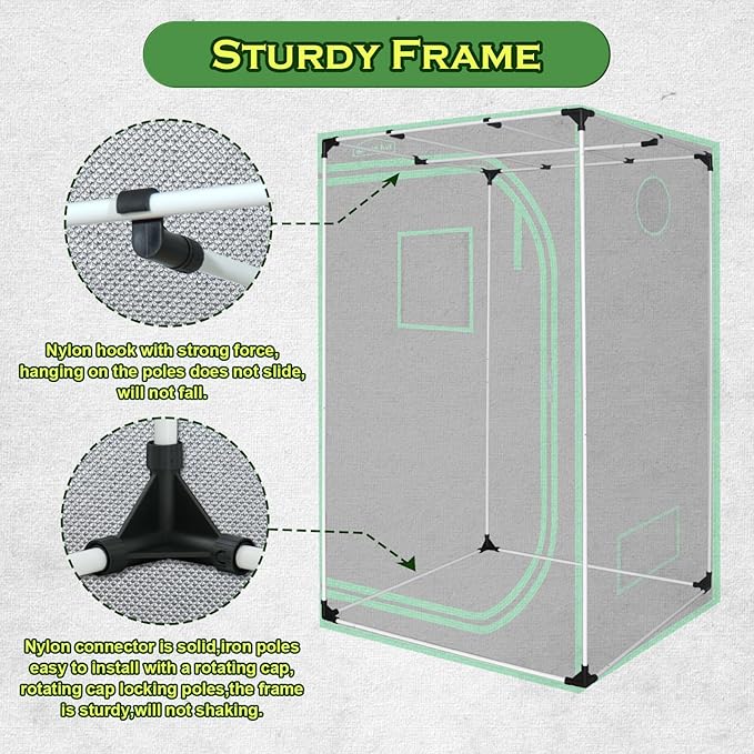 60"x60"x78" 600D Mylar Hydroponic Growing Tents for Plants Inside Reflective Grow Tent Growing Room Hydroponic System 5x5 Grow Tent