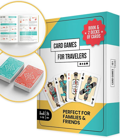 Card Games for Travelers | 30 Fun Classic Games & 2 Custom Decks | Ideal Gift for Kids (4+) & Travelers | Family Game Night & Road Trips.