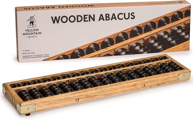 Yellow Mountain Imports Vintage Style Wooden Abacus - 13.9 Inches (35.3 Centimeters) - Professional 17 Column Soroban Calculator with Reset Button - Made