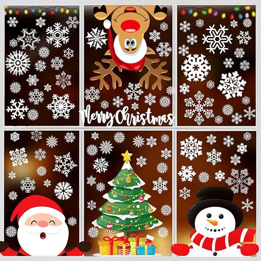 Joy Bang Christmas Window Clings, Christmas Window Stickers Decorations Xmas Snowflake Window Clings Decals Decor Xmas Decorations Indoor