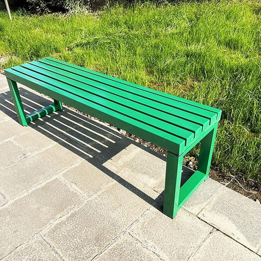 Weatherproof Metal Dining Bench, Outdoor Bench Backless Patio Bench 2-Person Farmhouse Bench Garden Bench for Kitchen, Living Room, Entryway(Green,40in)