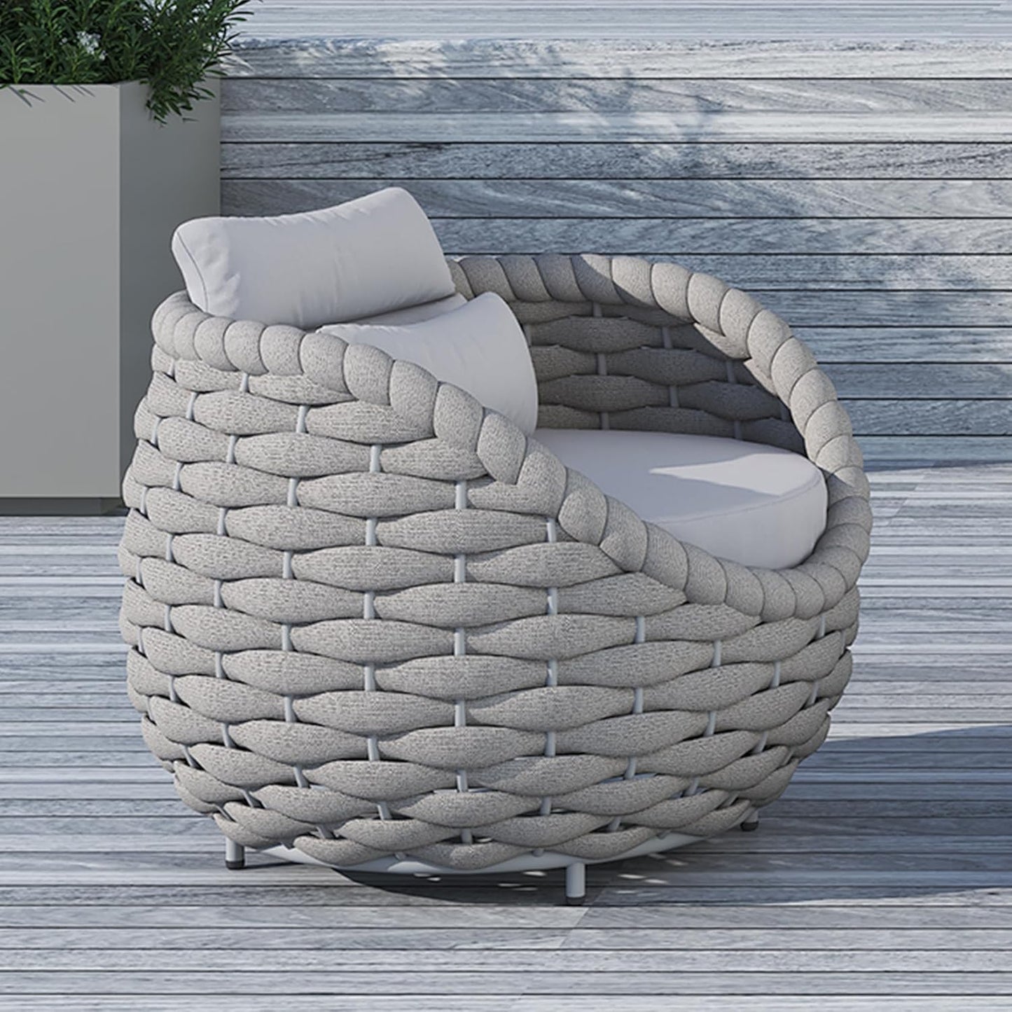 TWT 6 Pieces Patio Sofas, All-Weather Teslin Rope Balcony Furniture with Cushions & Pillows, Patio Couch Outdoor Patio Furniture Set for Indoor, Balcony, Backyard, Deck, Poolside, Grey