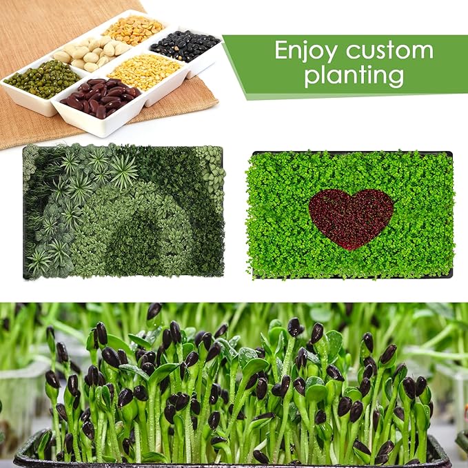 6Pack Microgreens Growing Trays with 12Pcs Plant Hemp Fiber Grow Mat, 15 x 11 x 2.5 Inch Garden Seed Starter Trays Kit, Microgreens Growing Kit for Seedlings, Growing Microgreens, Indoor Gardening