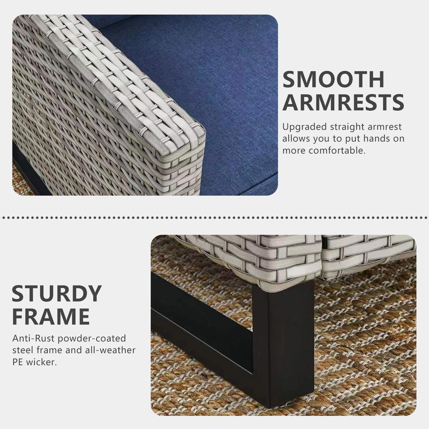 HUMMUH Patio Swivel Chairs Set of 2,PE Wicker Outdoor Rocker Chairs Bistro Set Porch Balcony Furniture with Cushions