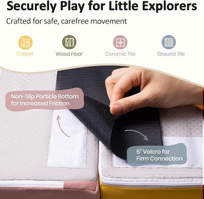 6-Piece Foam Climbing Blocks, Kids Climb and Crawl Soft Play Set, Machine Washable Cover, Baby Indoor Activity Play Structure, Climbing Toys for Toddlers 1-3 (Multi-Color, no Ball Pit)