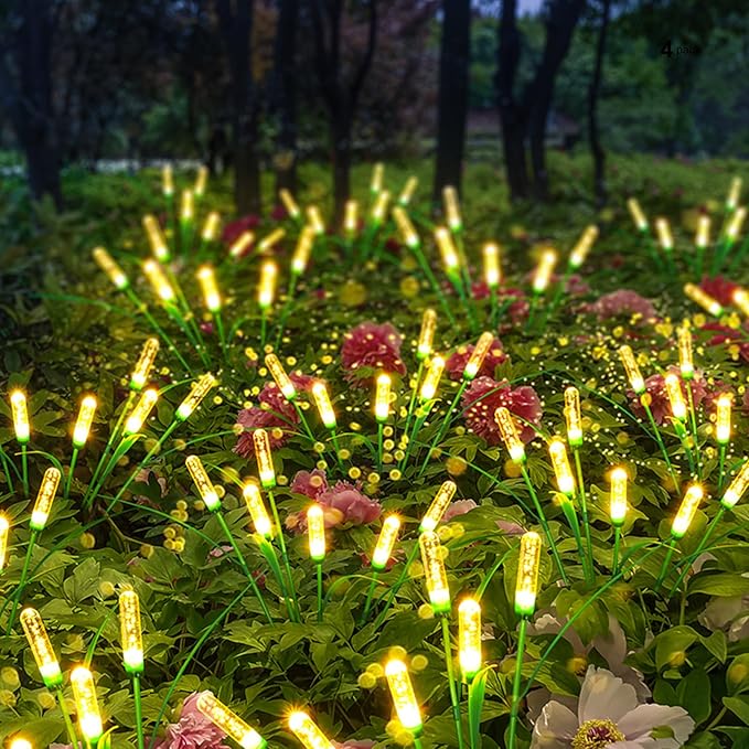 Solar Outdoor Garden Lights,Upgraded LED Solar Reed Swaying Lights for Garden Patio Yard Pathway Walkway Wedding Party Christmas Landscape Lighting (4 Packs)