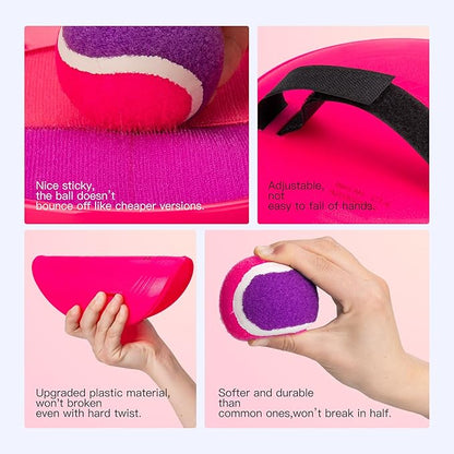 EVERICH Upgraded Toss and Catch Ball Game Set - Indoor and Outdoor Games for Kids 3-12, Beach Sand Pool Water Toy Includes 2 Paddles 2 Sticky Balls, Great Birthday Easter Gifts for Boys Girls