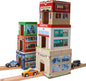 6 Wooden Stacking City Buildings - Nesting Community Helpers Building Boxes - Wood Sorting Cubes Town Play Set for Mats, Toy Cars and Trains - Educational Preschool Track Accessories Learning Toddler
