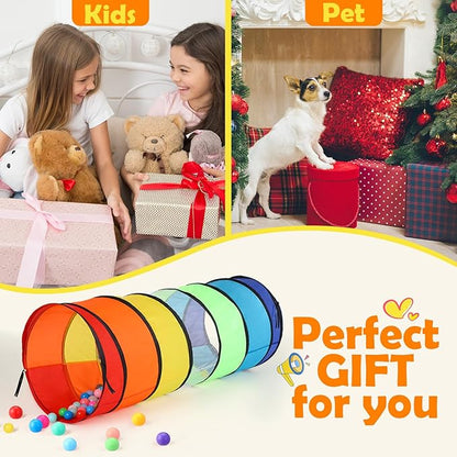 1 Pcs Giant 27.6 Inch Play Tunnel for Kids and Large Dogs Colorful Crawl Tunnel Toy for Toddlers with Breathable Mesh Game Tent Toy Girl Boy Gift
