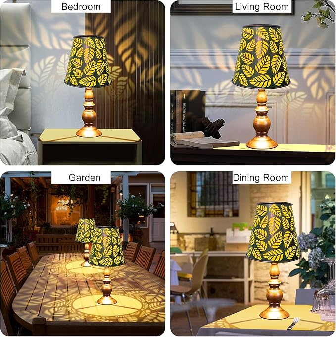 Pearlstar Solar Table Lamps - Leaf Garden Waterproof Cordless Solar Table Lamps for Patio Garden Pathway Yard