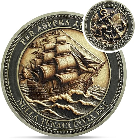 Sailing Anchor Inspiration Coin - Symbol of Faith and Strength Encouragement Challenge Coins - Incentive Awards Medallion Pocket Token - Collectible Office Commemorative Gifts