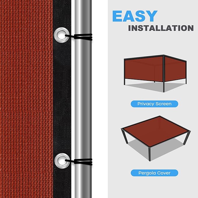 VICLLAX Shade Fabric Sun Shade Cloth with Every 2 FT Grommets for Patio Garden Pergola Cover Canopy 20x20 FT, Rust Red