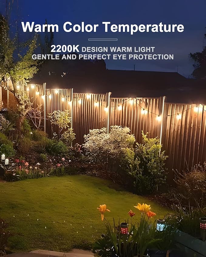 Lightdot 500FT Outdoor String Lights, LED Bistro String Lights with Shatterproof ST38 Vintage Bulbs, 2200K Dimmable, Waterproof Hanging Lights for Porch, Deck, Garden, Backyard, Balcony - ETL Listed