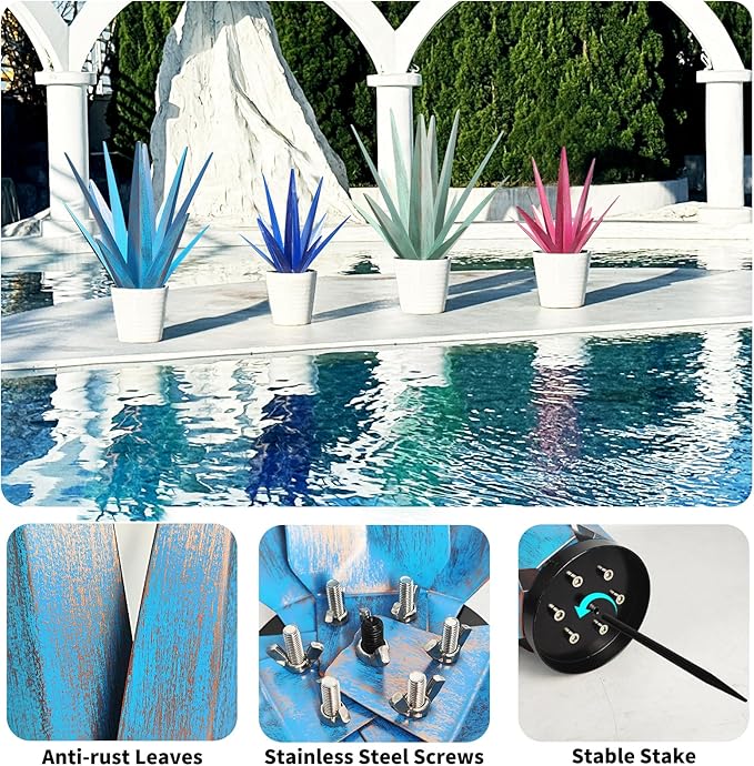 Large Tequila Rustic Sculpture, Rustic Metal Agave Plants for Outdoor Patio Yard, Garden Statue Outdoor Clearance Lawn Ornaments