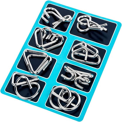 Ahyuan Metal Wire Puzzles Set of 32 with Pouch Large Thick IQ Test Mind Games Toys IQ Toys Brain Teaser Puzzles Metals Wire Puzzle Magic Trick Toy Metal IQ Puzzle Party Favors for Kids Adults (Silver)