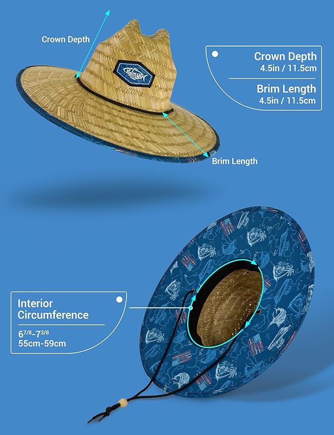 Palmyth Straw Hat for Men & Women Sun Hats, Beach Hat, Fishing Hat Wide Brim UPF 50+ Sun Protection