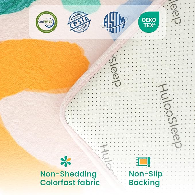 Baby Play Mat for Floor,1.3" Thick Cushioned Playpen Mat 50"x50",Extra Soft Elasti-Foam,Water Repellent Coral Velvet,Non-Slip for Crawling&Tummy Time,Infant Toddler Kids Nursery Rug(Doodle)