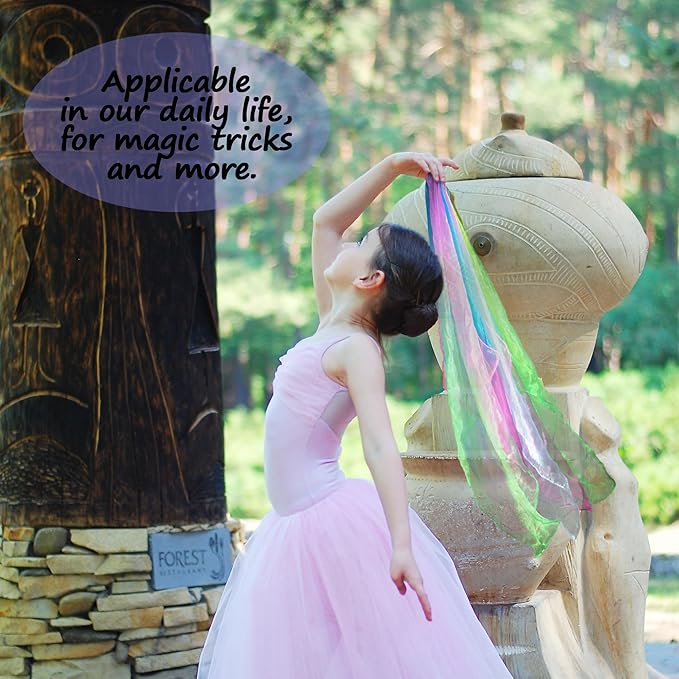 Novelty Place 12 Pcs Dance and Juggling Scarves - Gradient Colors Silk Square Scarf with Hemmed Edges - Easy Clean Ideal Performance Props Accessories(24" x 24")