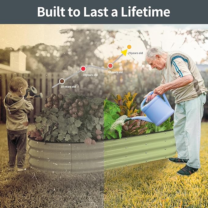 Kesfitt Raised Garden Bed Kit,Outdoor Galvanized Planter Raised Boxes with Safety Edging and Gloves,Large Metal Raised Garden Beds for Gardening Vegetables,Fruits,Flower(6x3x1FT)