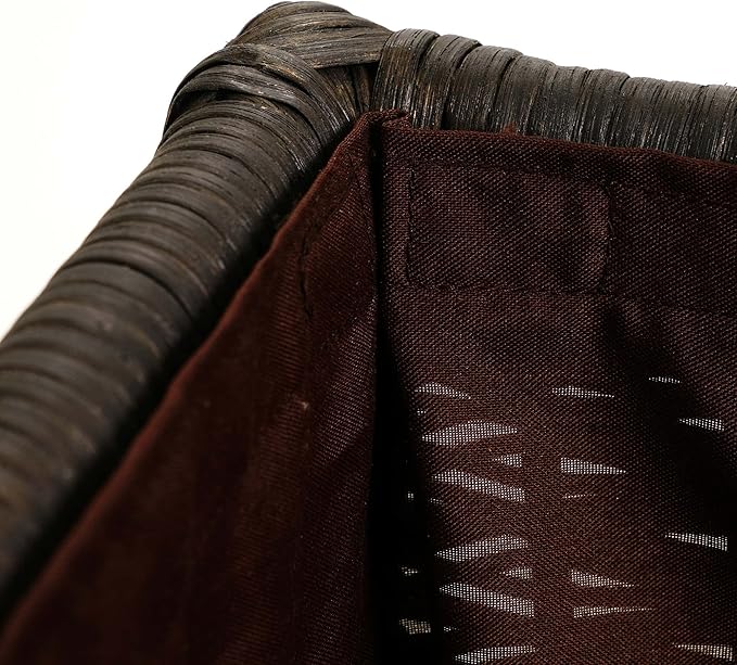 The Basket Lady Lift-Off Lid Wicker Storage Basket, Medium, 20 in L x 15 in W x 14 in H, Antique Walnut Brown