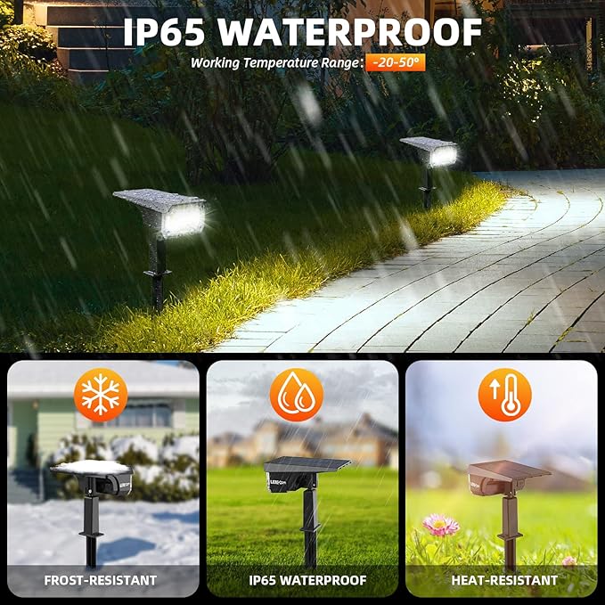 Solar Spot Lights Outdoor,IP65 Waterproof 40 LEDs Solar Landscape Spotlights,USB & Solar Powered Wall Lights,3 Modes Outdoor Solar Garden Lights Outdoor In-Ground Lights for Yard Porch 4 Pack