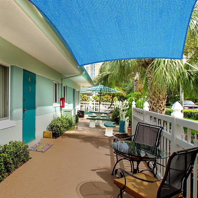 Eden's Decor Straight Flat-Edged Sun Shade Sail Rectangular 4' x 15' Blue UV-Blocking Outdoor Canopy Fabric Cloth Awning for Pergola Patio Garden Backyard Custom Size