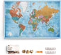 Canvas World Map with Cork Pin Board - English Lettering - Decorative Wall Decoration for All Rooms - Canvas Pictures with World Map Motif (90x60 cm, Pattern 21)