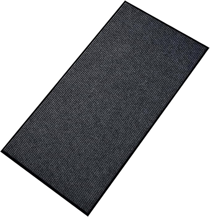 fani Heavy Duty Large Outdoor Indoor Entrance Black Doormat Waterproof Low Profile Entrance Rug Front Door Mat Patio Anti-Skid Rubber Back, 48x96 inch (Gray)