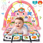 UMIKU Baby Play Mat Baby Tummy Time Mat Infant Newborn Musical Activity Center with High-Contrast Piano Music & Light Newborn Babies Gift for Girl Boy Babies 0-6 6-12 Month Pink Dinosaur