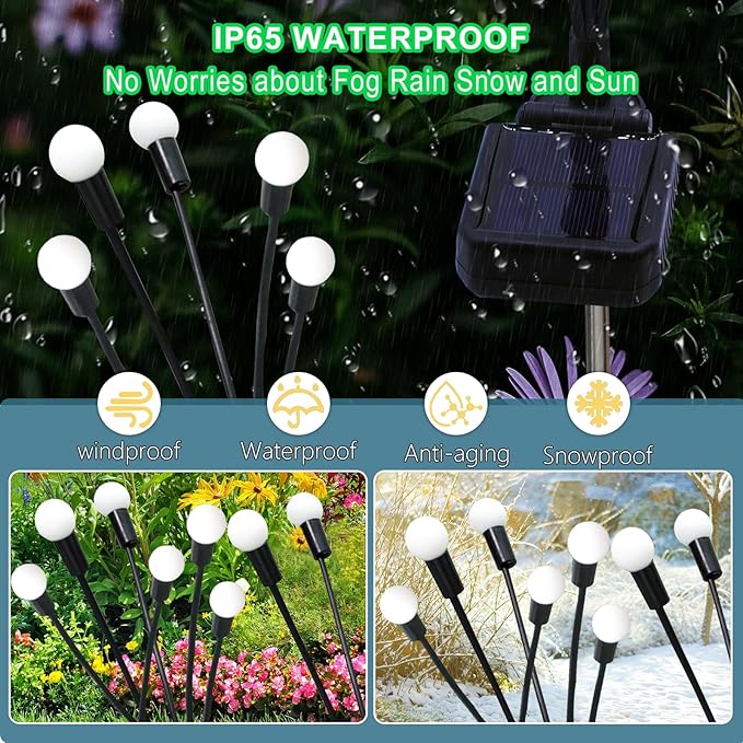 Solar Garden Lights Outdoor, 2 Pack 20 LED Blue Firefly Lights, Waterproof, Sway by Wind, for Yard Patio Backyard Garden Planter Flower Bed Pathway Decoration