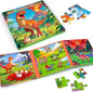 3 in 1 Magnetic Dinosaur Puzzles for Kids Ages 3-5, 3x20 Pieces Puzzles for Toddlers 4-6, Car Airplane Road Trip Activities Magnet Games Toys for 3 4 5 6 Year Old Boys