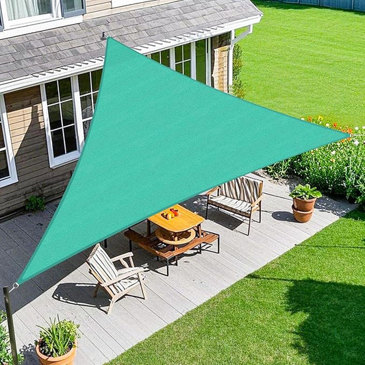 Amagenix Sun Shade Sail 7'X10'X12' Curved Edge Outdoor Shade Canopy Turquoise Breathable 95% UV Block Shade Cloth for Patio Garden Backyard (We Make Custom Size)