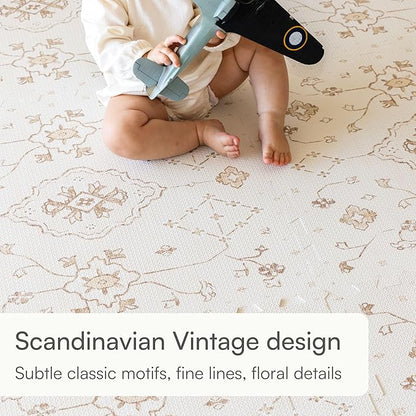 Lillefolk Baby Play Mat for Floor – 6x8ft Vintage Vanilla | Soft Non Toxic Premium EVA Foam Tiles for Tummy Time, Crawling & Playroom – Waterproof Floor Mat for Babies & Toddlers (12 Tiles)