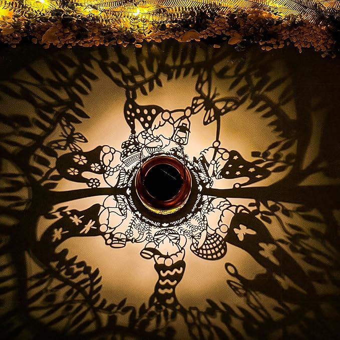 Gnomes Solar Lanterns Outdoor Waterproof,Hanging Solar Lights Gnome Gifts for Women Metal LED Decorative Light for Yard,Patio,Lawn,Tabletop,Pathway,Landscape,Garden Gnomes Decor