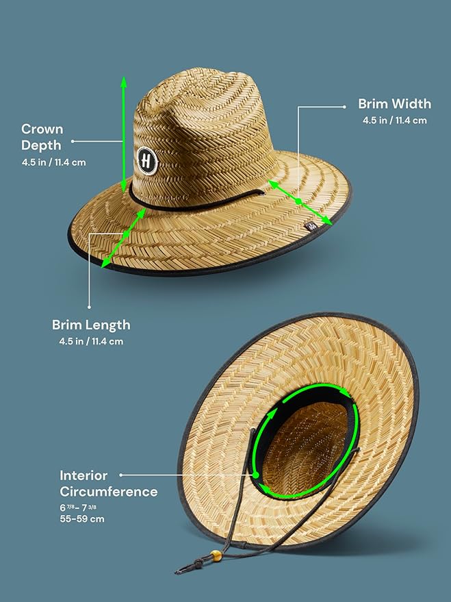 Straw Hat for Men & Women | Lifeguard Hat, Beach Hat & Sun Hat | UPF 50+ Wide Brim for Sun Protection | One Size | Hemlock