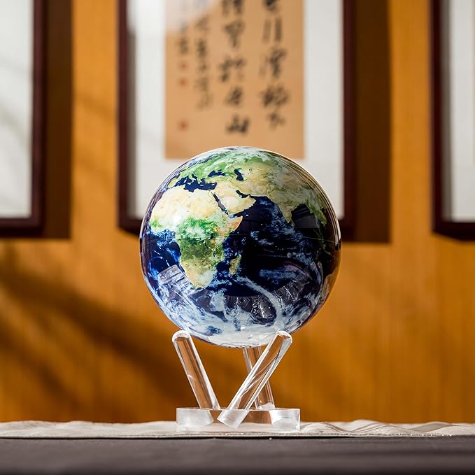 MOVA Globe Earth with Clouds – 4.5” Self-Rotating Globe Powered by Light | Silent Motion, No Batteries or Wires | Unique Desk Decor or Gift for Space Lovers