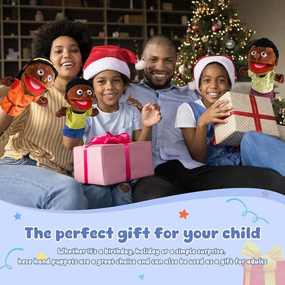 1 Pcs Family Hand Puppets 12 Inch Grandparents Mom Dad Brother Sister Plush Hand Puppet Toys Role-Play Toy Puppets for Kids Storytelling Imaginative Pretend Play Teaching Preschool(Black Grandfather)