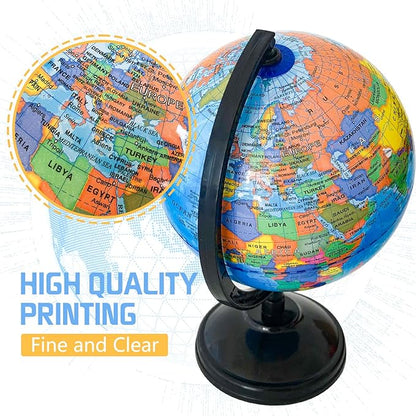 6'' Geographic World Globe for Kids,Educational World Globe with Stand,Decorative Rotating World Map Globes Decor,Political Globe for Classroom Geography Teaching,Kids Room