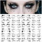 24 Pairs Halloween Eyeliner Temporary Tattoos for Adults, Face Eyes Fake Tattoos, Gothic Spooky Designs with Spiders Web, Bats, Cats, Skulls, Black