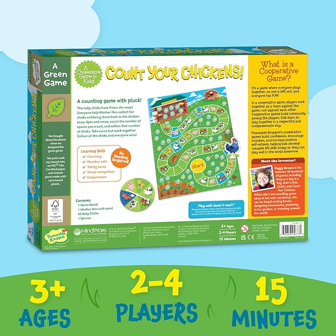 Peaceable Kingdom Count Your Chickens Award Winning Cooperative Counting Game for 2 to 4 Kids Ages 3+