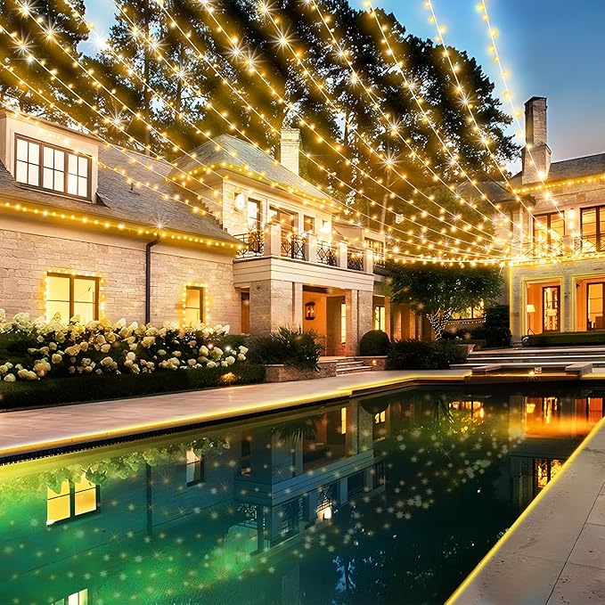 KNONEW 403ft 1000 LED Christmas String Lights Outdoor 8 Modes & Timer Fairy Light Plug in Waterproof LED Wedding Lights for Xmas Yard Tree Party Holiday Decorations (Warm White)