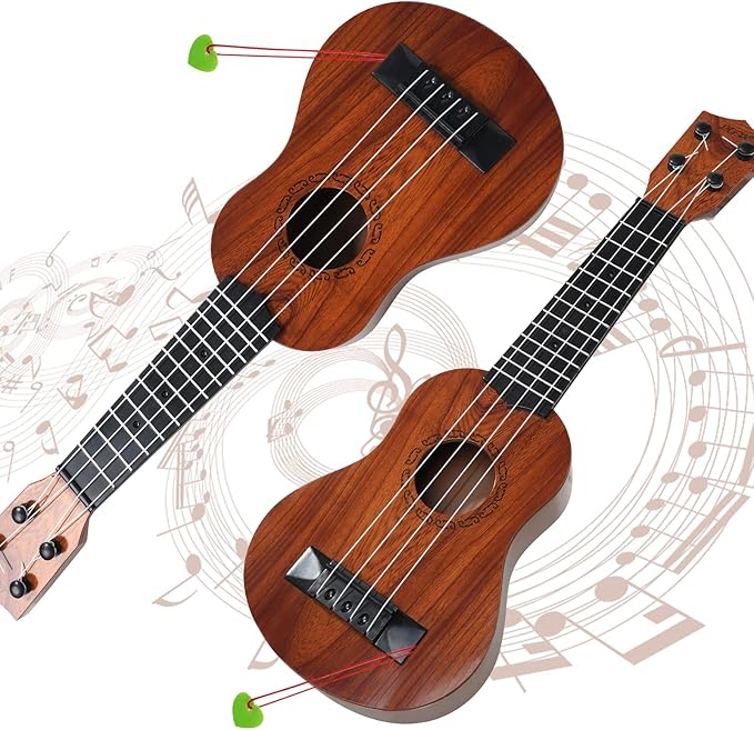 Raimy 17in Kids Ukulele Guitar - 4 Strings Mini Guitar Children Musical Instruments Educational Toys with Picks for Toddler Kids Boys Girls Beginner (Mahogany)