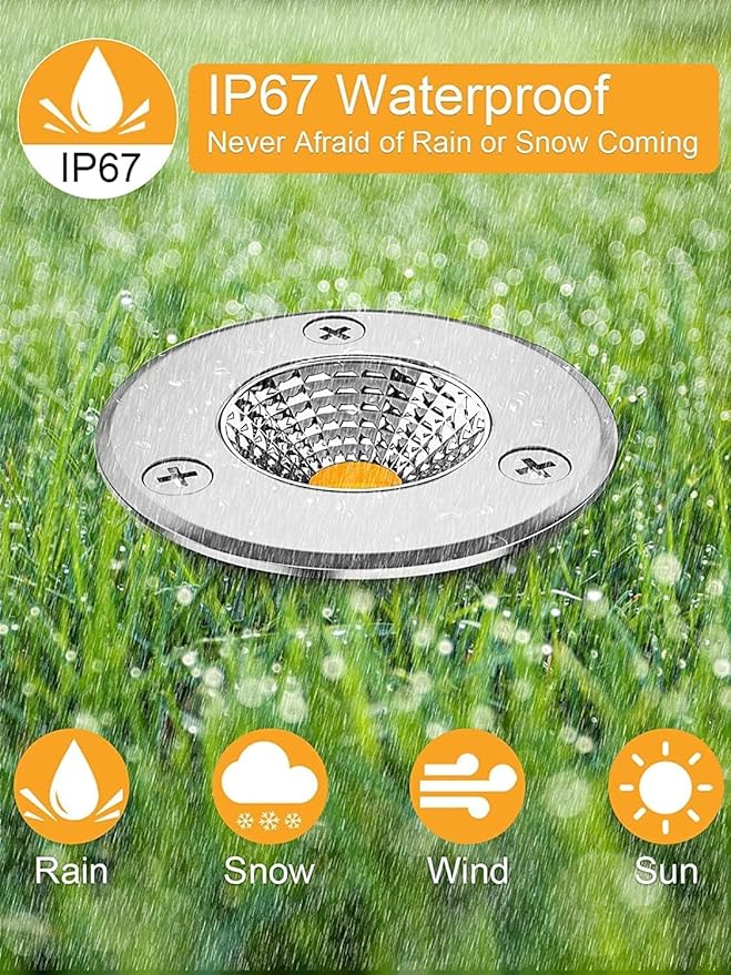 ZUCKEO 16Pack Low Voltage Landscape Lights 3w Well Lights LED In Ground Light with Timer Transformer and Connector, IP67 Waterproof Outdoor Accent Lighting for Yard Garden Pathway Walkway Deck Step